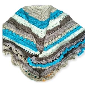 NEW Handmade Crochet Shawl & Fringe Scarf Warm Colors